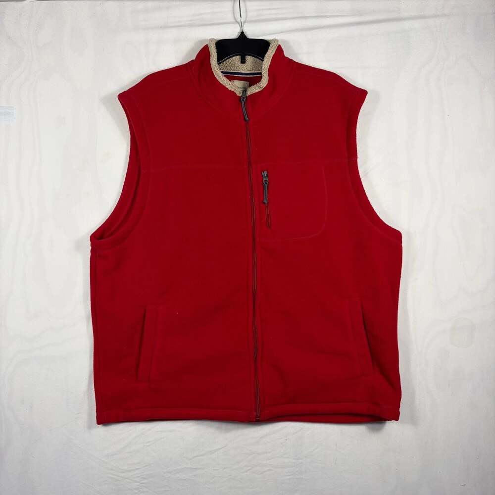 G.H. Bass & Co. Red Full Zip Fleece Sleeveless Vest XXL